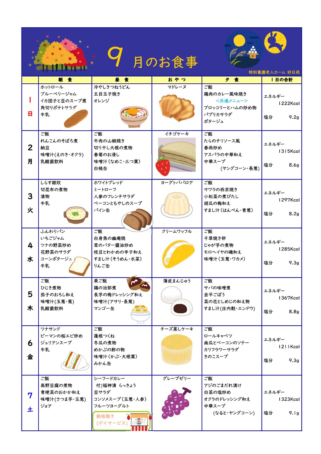 第1週の献立