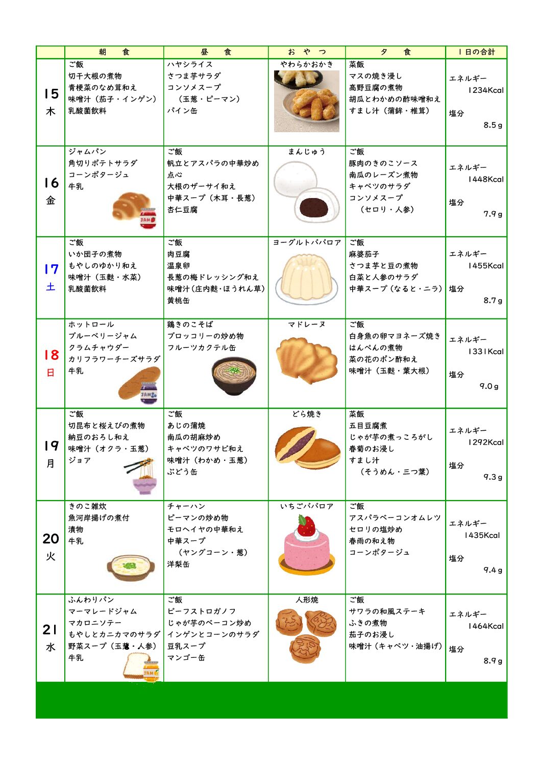第3週の献立