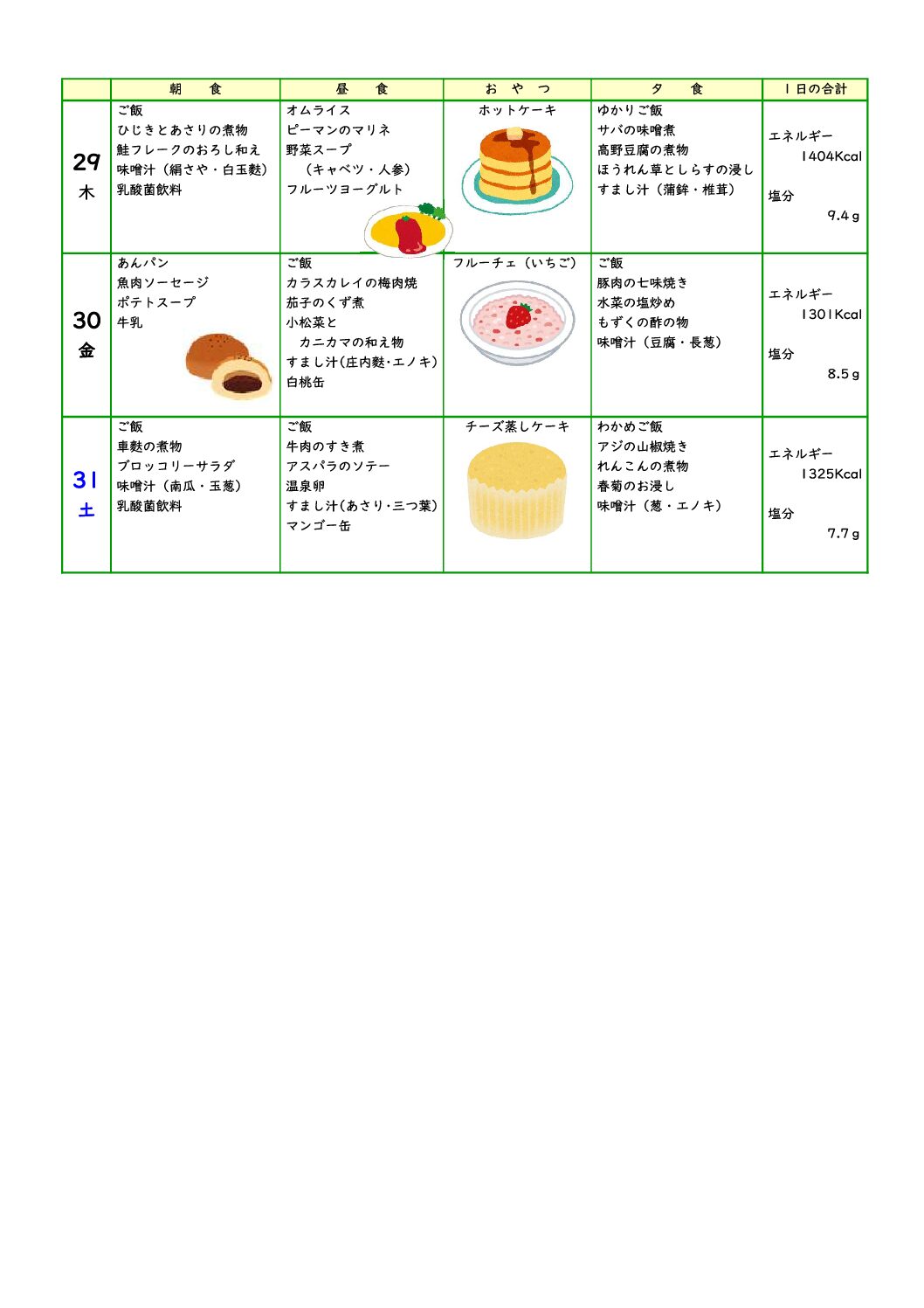 第5週の献立