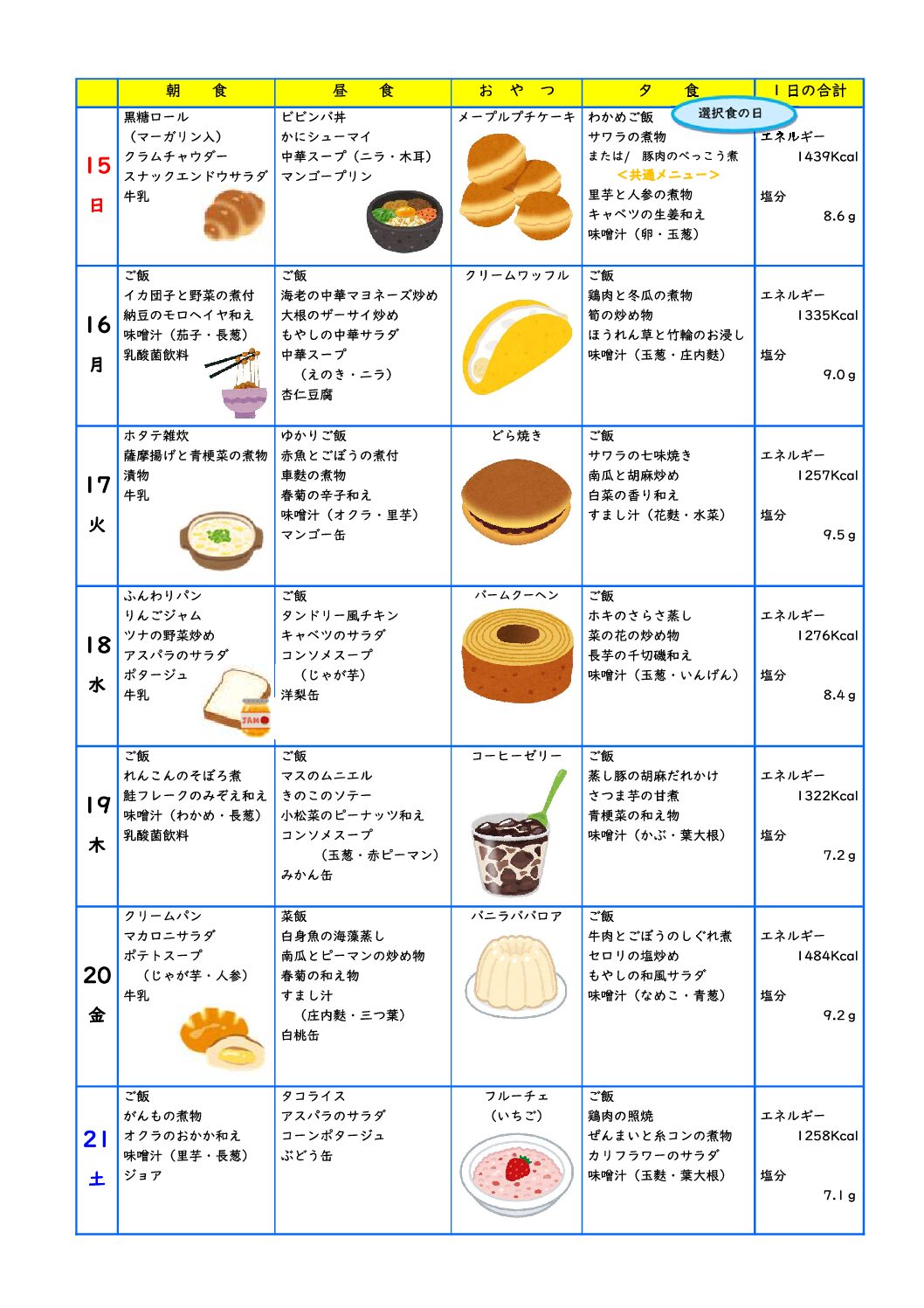 第3週の献立