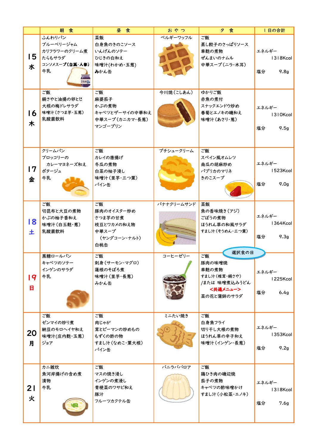 第3週の献立