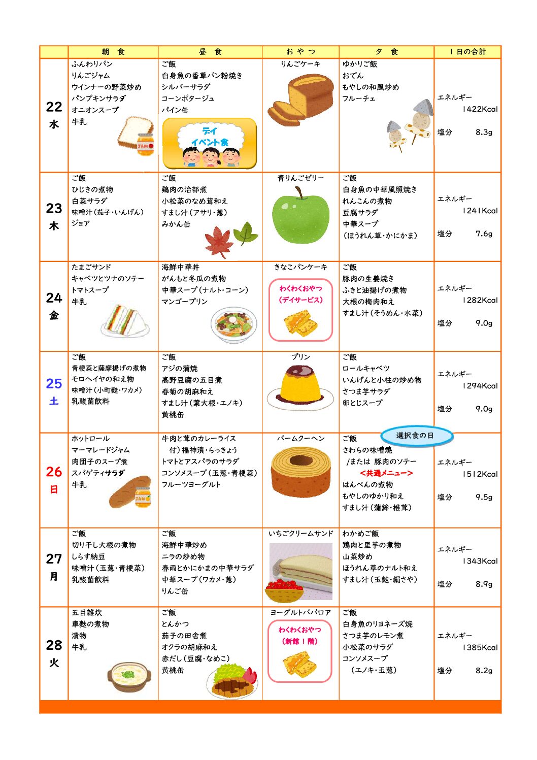 第4週の献立