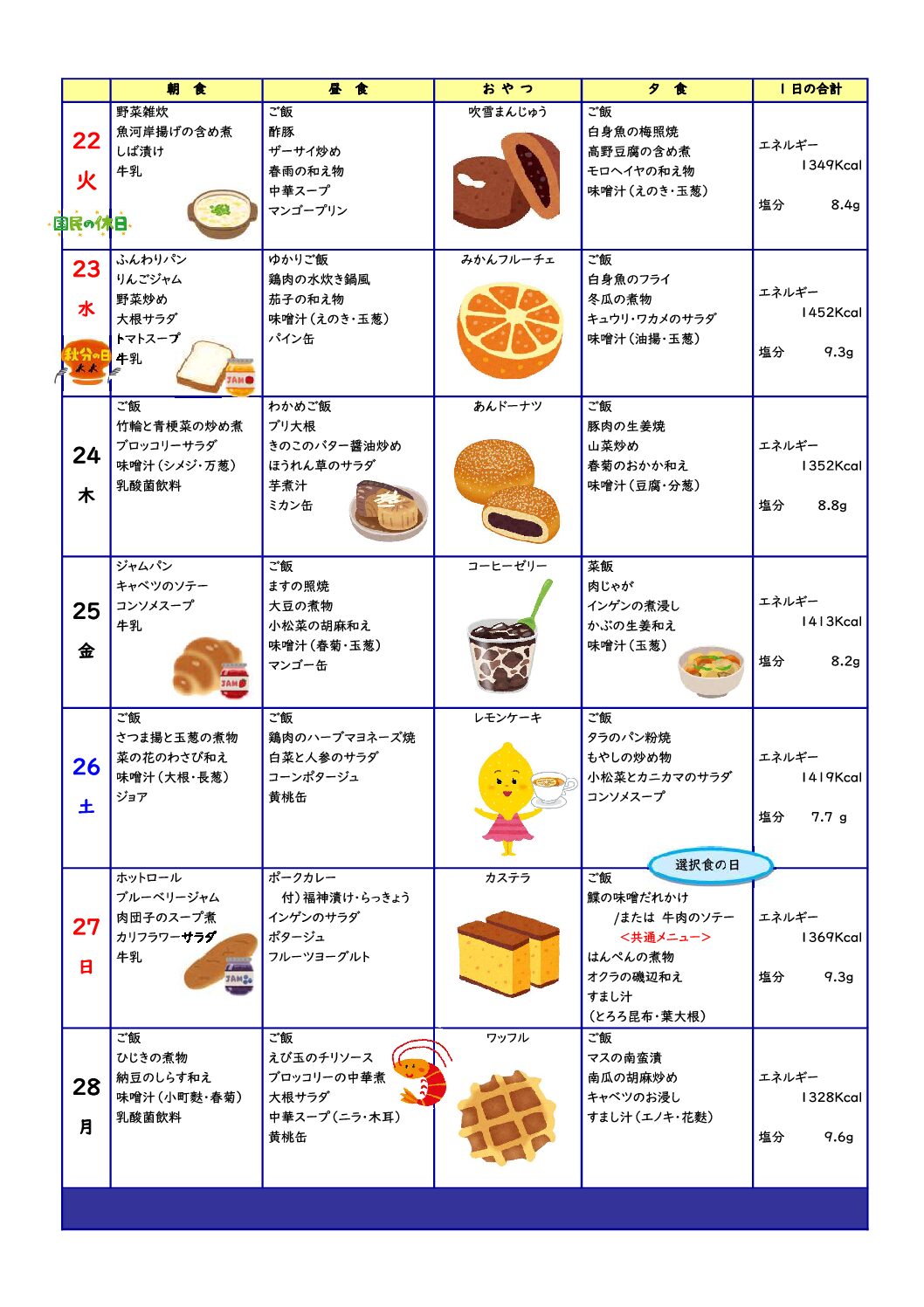 第4週の献立